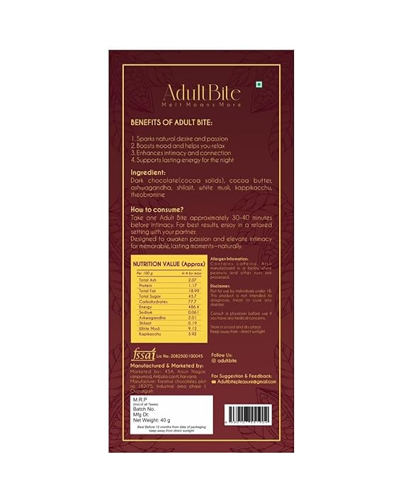 Adult Bite | Dark Chocolate | Mood Enhancing Chocolate For Men & Women